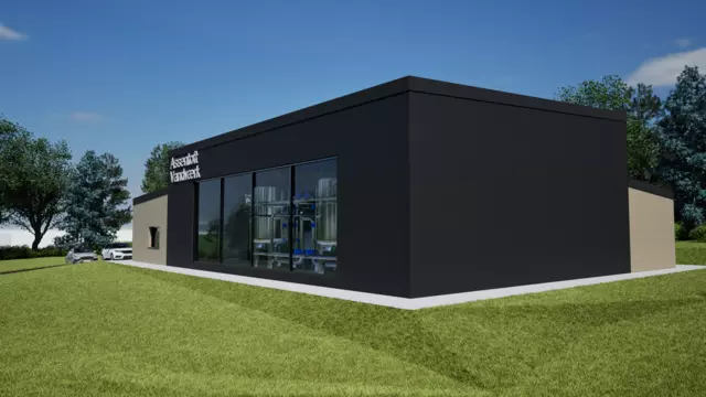 Rendering af det nye vandværk i Assenstoft